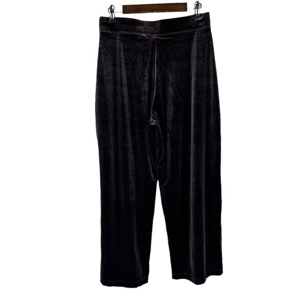 Susan Graver Large Petite Pull On Stretch Velvet Wide Waistband Pant Brown A4551 - Picture 2 of 7